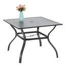 Phi Villa 37" Metal Steel Slat Patio Table with Umbrella Hole