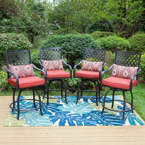 PHI VILLA Outdoor Extra Wide Height Swivel Bar Stools Set