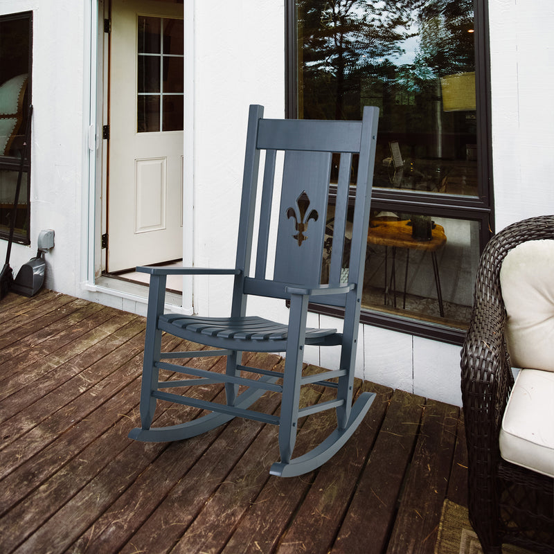 PHI VILLA Outdoor & Indoor Wood Rocking Chair Porch Chair