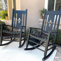 PHI VILLA Outdoor & Indoor Wood 1 Piece Rocking Chair Porch Chair