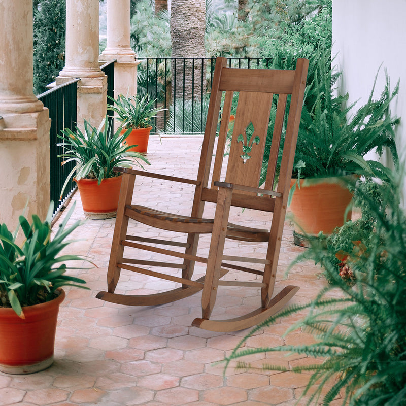 PHI VILLA Outdoor & Indoor Wood Rocking Chair Porch Chair