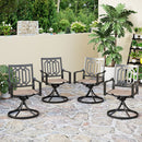 PHI VILLA Patio Outdoor Swivel Steel Dining Chair