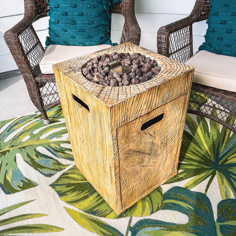PHI VILLA 16 Inch 30,000 BTU Outdoor Terrafab Gas Fire Pit With Waterproof Cover