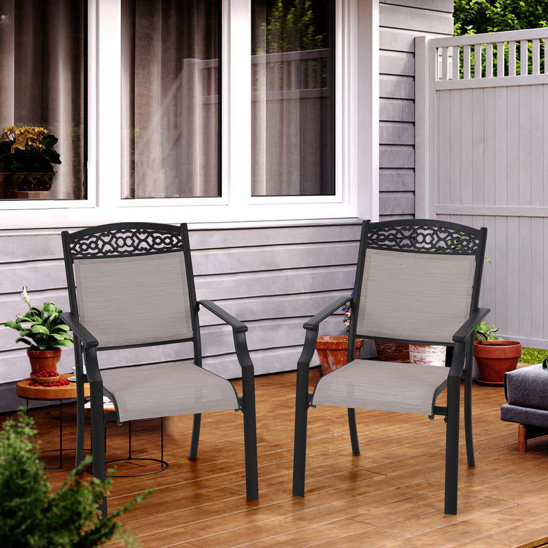 PHI VILLA 2-Piece Outdoor Textilene Fixed Dining Chairs