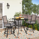 PHI VILLA 3-Piece Patio Bar Set With 2 Swivel Rattan Bar Stools &  1 Square Table