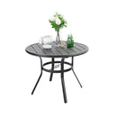 PHI VILLA 37" Outdoor Steel Round Dining Table With Umbrella Hole