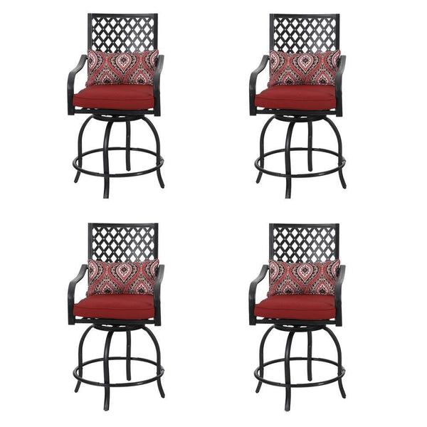 PHI VILLA Outdoor Extra Wide Height Swivel Bar Stools Set