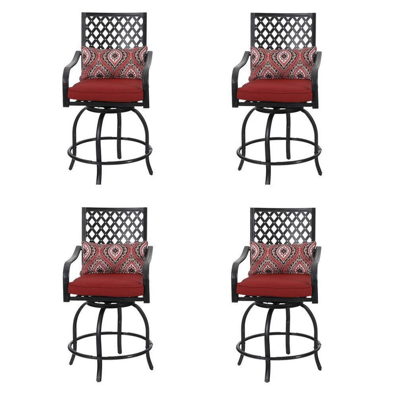 PHI VILLA Outdoor Extra Wide Height Swivel Bar Stools Set