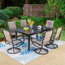 PHI VILLA 7-Piece/9-Piece Outdoor Dining Set with Adjustable Table & Padded Textilene Swivel Chairs