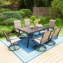 PHI VILLA 7-Piece/9-Piece Outdoor Dining Set with Adjustable Table & Padded Textilene Swivel Chairs