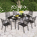 PHI VILLA 7-Piece Patio Dining Set 6 Stackable Chairs and Rectangle Table