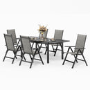 PHI VILLA 7 piece/ 9 piece Patio Dining Set With Folding Aluminum & Textilene Chairs and Extendable Steel Table