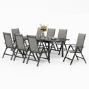 PHI VILLA 7 piece/ 9 piece Patio Dining Set With Folding Aluminum & Textilene Chairs and Extendable Steel Table