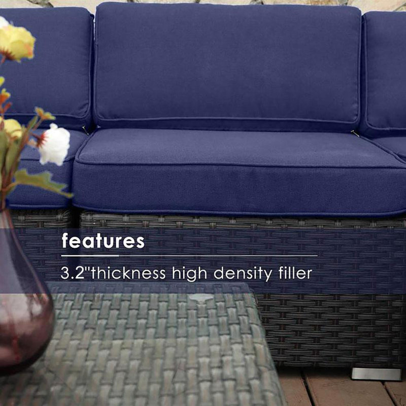 PHI VILLA 9-Piece Patio Rattan Sectional Sofa Set With Cushions