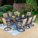 PHI VILLA 7-Piece/9-Piece Outdoor Dining Set with Adjustable Table & Padded Textilene Swivel Chairs