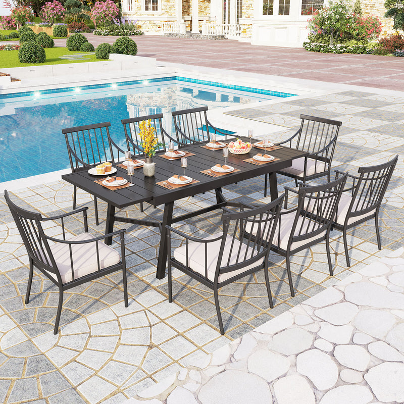 PHI VILLA 7-piece / 9-piece Outdoor Dining Set With Adjustable Table & Fashionable Dining Arm Chairs