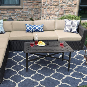 PHI VILLA Cast Aluminum Outdoor Patio Retro Tea Table