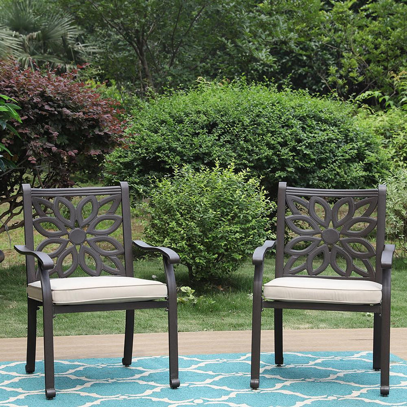 PHI VILLA Cast Aluminum Patio Dining Chairs