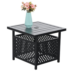 PHI VILLA Outdoor Bistro Side Table with Umbrella Hole