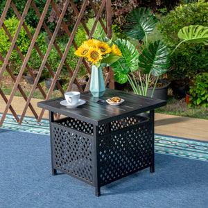 PHI VILLA Outdoor Bistro Side Table with Umbrella Hole