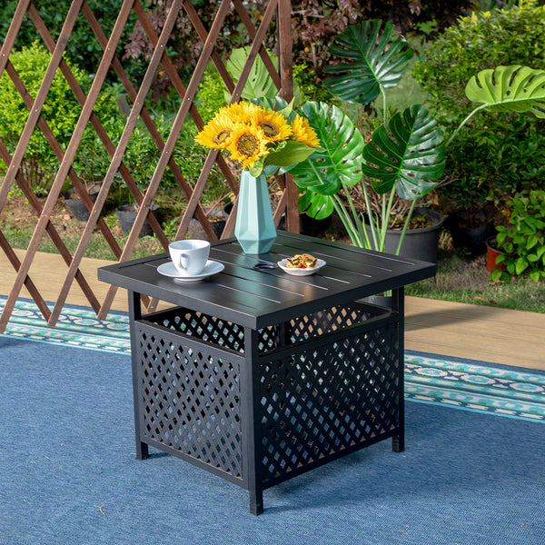 PHI VILLA Outdoor Bistro Table with Umbrella Hole