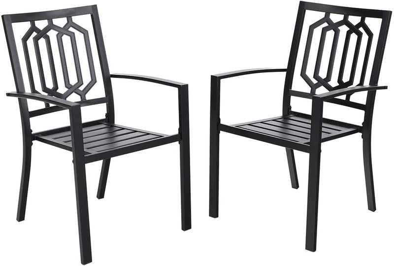 PHI VILLA Patio Outdoor Dining Chairs Garden Backyard Chairs - Set of 2