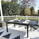 PHI VILLA Outdoor Extendable Patio Steel Dining Table For 6-8 People