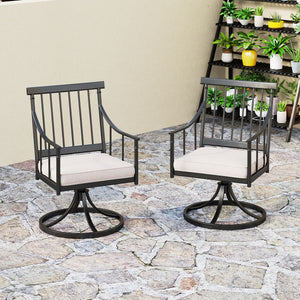 PHI VILLA Outdoor Metal Swivel Dining Chairs with Cushion