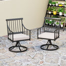 PHI VILLA Outdoor Metal Swivel Dining Chairs with Cushion
