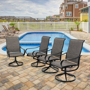 Patio Padded Swivel Dining Chairs for Porch, Deck, Backyard PHI VILLA