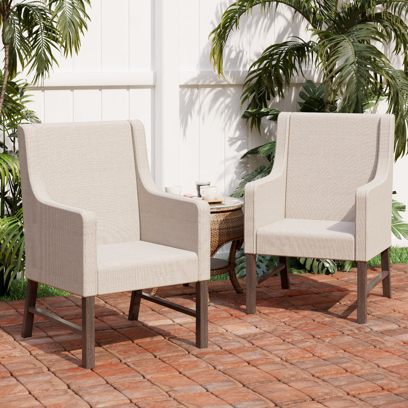 PHI VILLA Patio Textilene Fabric Padded Fixed Dining Chairs, Set of 2