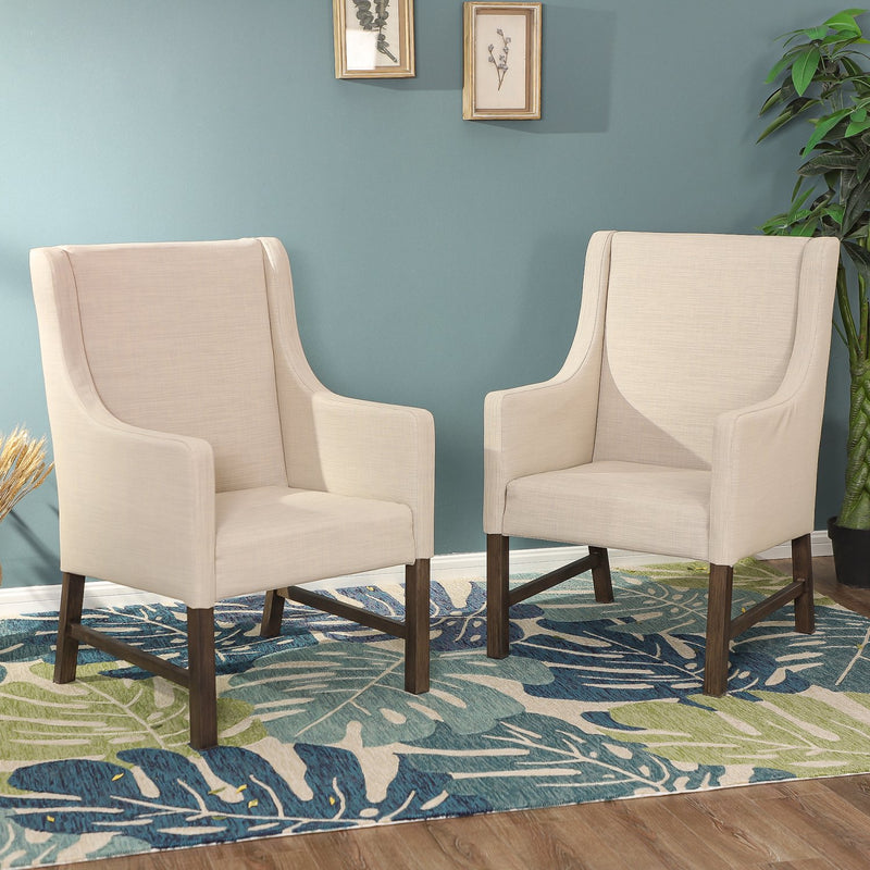PHI VILLA Patio Textilene Fabric Padded Fixed Dining Chairs, Set of 2