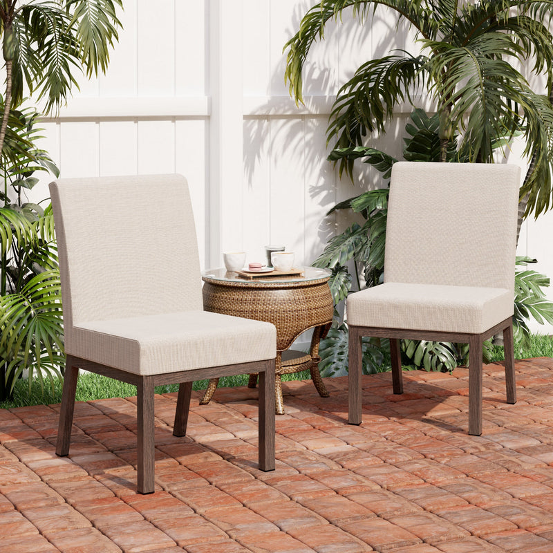 PHI VILLA Patio Textilene Padded Fixed Dining Chairs, Set of 2