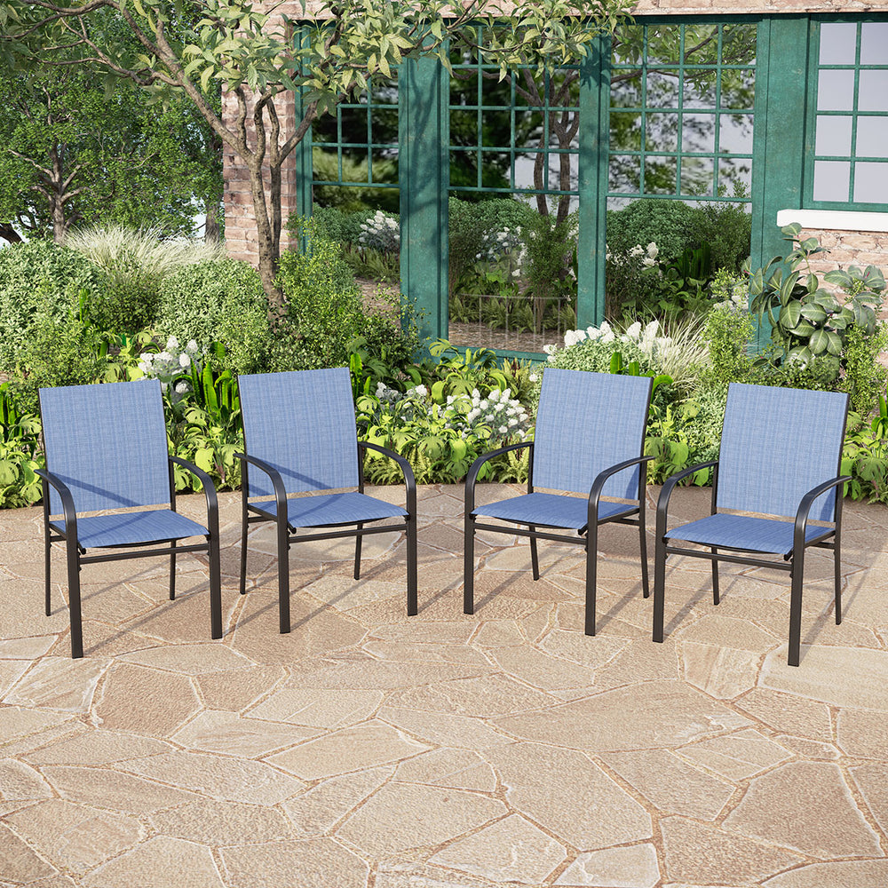 PHI VILLA Patio Textilene Fixed Dining Chairs