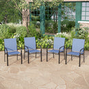 PHI VILLA Patio Textilene Fixed Dining Chairs
