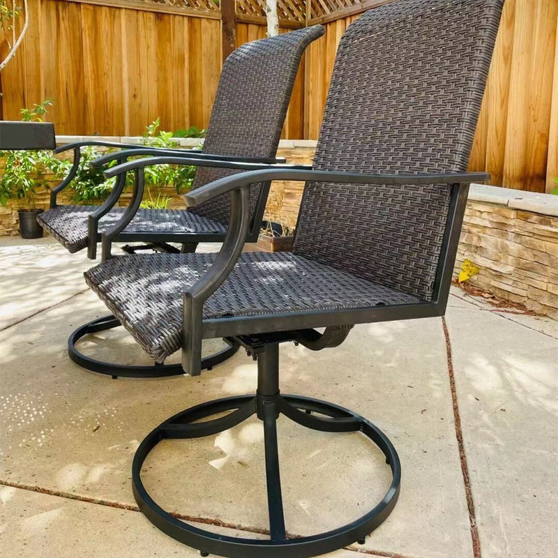 PHI VILLA Rattan Swivel Outdoor Dining Chairs, Set of 2