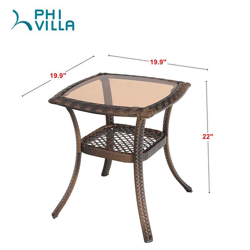 PHI VILLA 3 PC Rattan Swivel Rocking Chairs Conversation Set