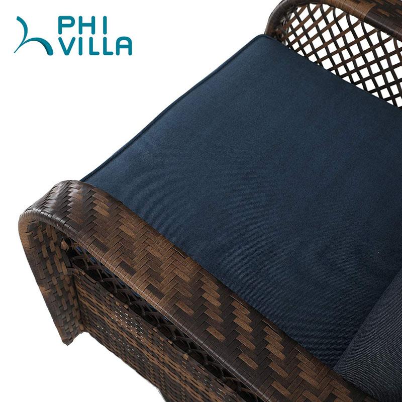 PHI VILLA 3 PC Rattan Swivel Rocking Chairs Conversation Set