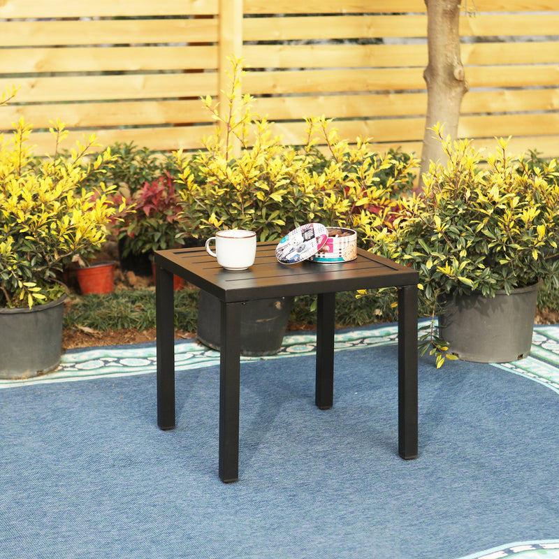 PHI VILLA Black Small Metal Square Side Coffee Bistro Table