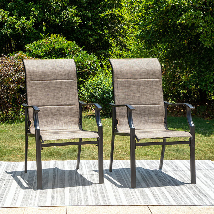 PHI VILLA Padded Textilene Patio Outdoor Dining Chairs, Set of 2