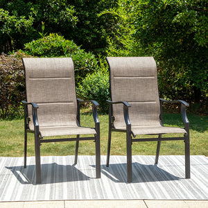 PHI VILLA Padded Textilene Patio Outdoor Dining Chairs, Set of 2