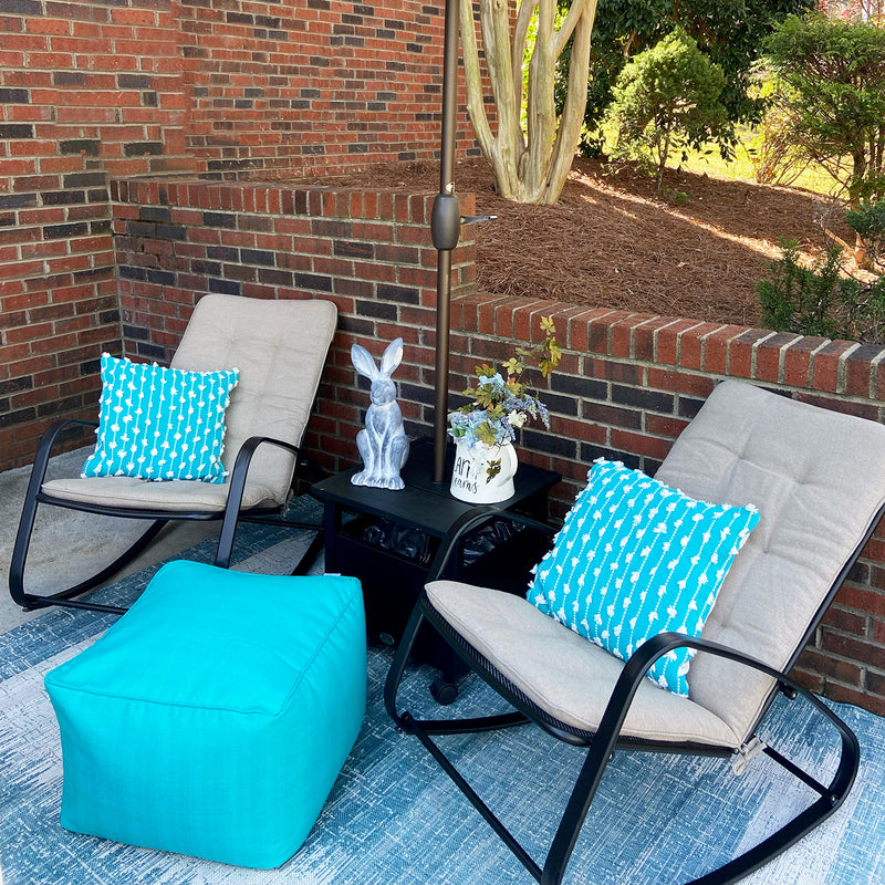 PHI VILLA Patio 1 Piece Rocking Chair Padded Steel Rocker Chair