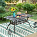 PHI VILLA 59" Patio Dining Table Cast Aluminum Golden Bronze with 1.97" Umbrella Hole