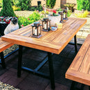 Phi Villa Patio Modern Acacia Wood Dining Set Outdoor Bench Picnic Table