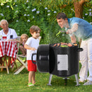 17" Portable Outdoor Smoker 2-In-1  Charcoal Grill Combo, Black-Captiva Designs
