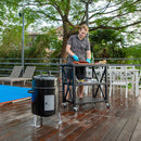 17" Portable Outdoor Smoker 2-In-1  Charcoal Grill Combo, Black-Captiva Designs