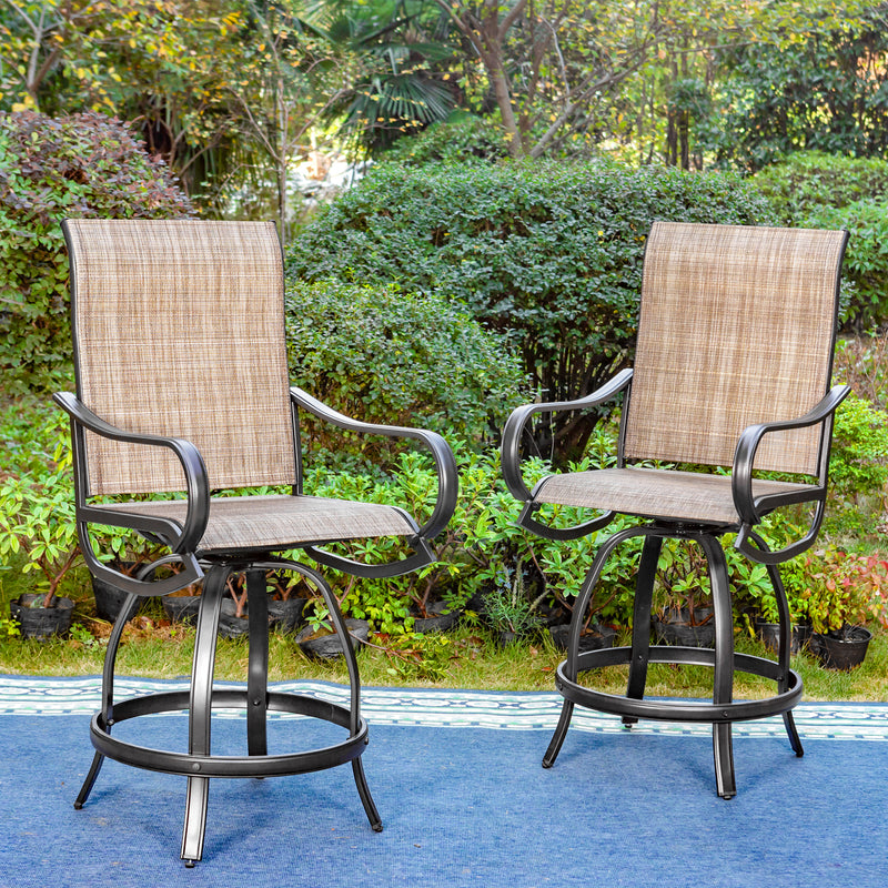 Phi Villa 2 Piece Outdoor Swivel Textilene Bar Stools