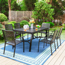 Phi Villa 7-Piece / 9-Piece Patio Dining Set Extendable Table &  Fixed Stackable Chairs