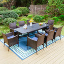 Phi Villa 7-Piece/9-Piece Patio Dining Set Adjustable Table and Rattan Cushioned Chairs