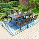 Phi Villa 7-Piece / 9-Piece Patio Dining Set Extendable Table &  Fixed Stackable Chairs